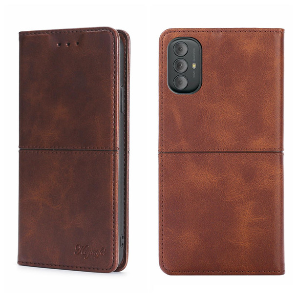 Motorola Moto G Power 2022 Cow Texture Magnetic Horizontal Flip Leather Phone Case(Dark Brown)