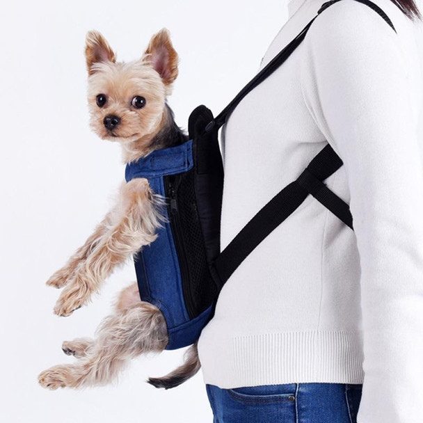 Dog Going Out Foldable On Chest Backpack Pet Carrier Bag, Colour: Blue Denim (Four Seasons)(S)