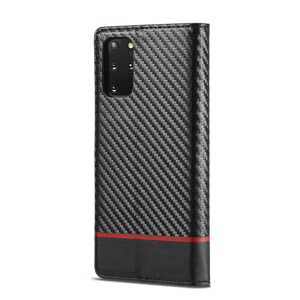 LC.IMEEKE Carbon Fiber PU + TPU Horizontal Flip Leather Case with Holder & Card Slot & Wallet - Samsung Galaxy S20 FE(Horizontal Black)