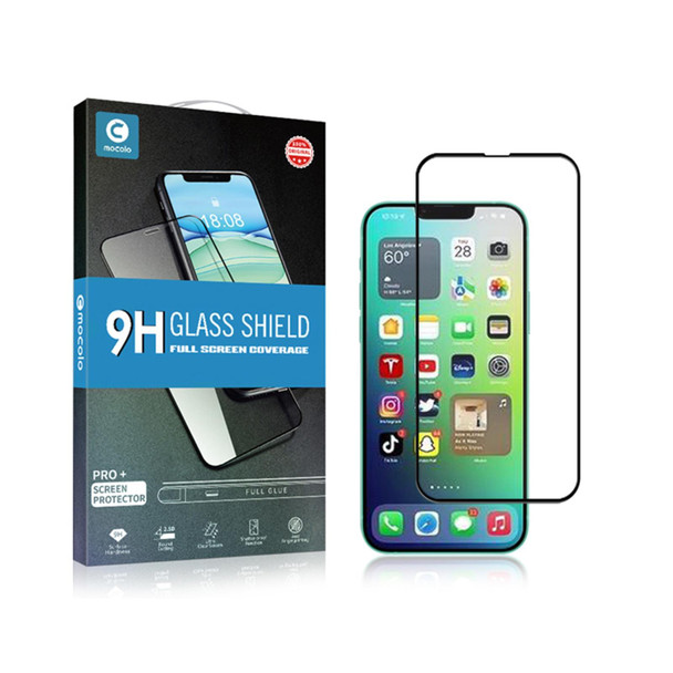 mocolo 9H Full Glue Silk Print Tempered Glass Film - iPhone 14(Black)