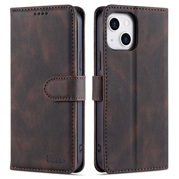 AZNS Dream Second Generation Skin Feel PU+TPU Horizontal Flip Leatherette Phone Case - iPhone 14 Max(Coffee)