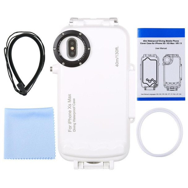 HAWEEL 40m/130ft Waterproof Diving Case for iPhone XS Max, Photo Video Taking Underwater Housing Cover(White)