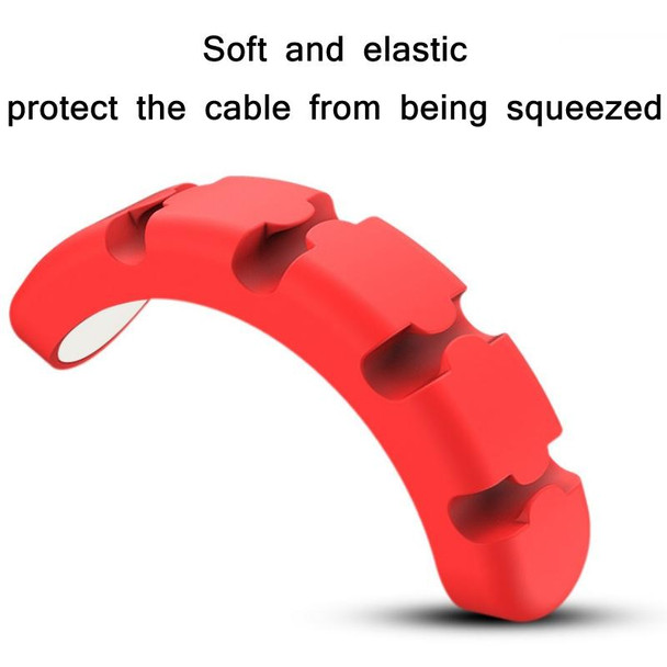 5 PCS 4 Holes Bear Silicone Desktop Data Cable Organizing And Fixing Device(Camellia Red)