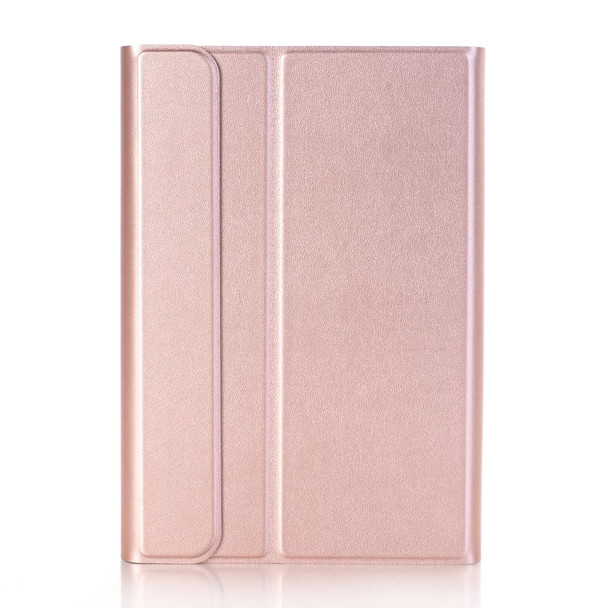 A05 Bluetooth 3.0 Ultra-thin ABS Detachable Bluetooth Keyboard Leatherette Tablet Case for iPad mini 5, with Holder(Rose Gold)