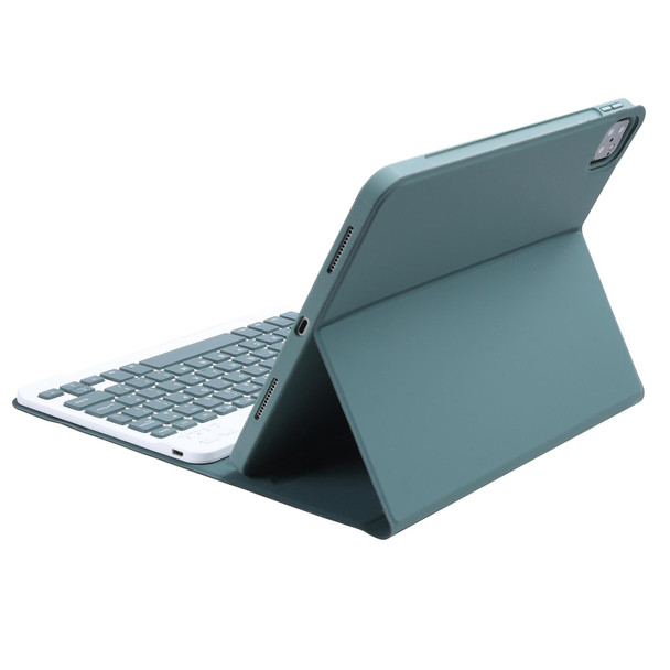 C-11B Detachable Candy Color Bluetooth Keyboard Leatherette Tablet Case with Pen Slot & Holder for iPad Pro 11 inch 2021 (Dark Green)