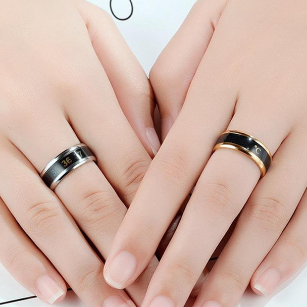 6 PCS Smart Temperature Ring Stainless Steel Personalized Temperature Display Couple Ring, Size: 9(Rose Gold)