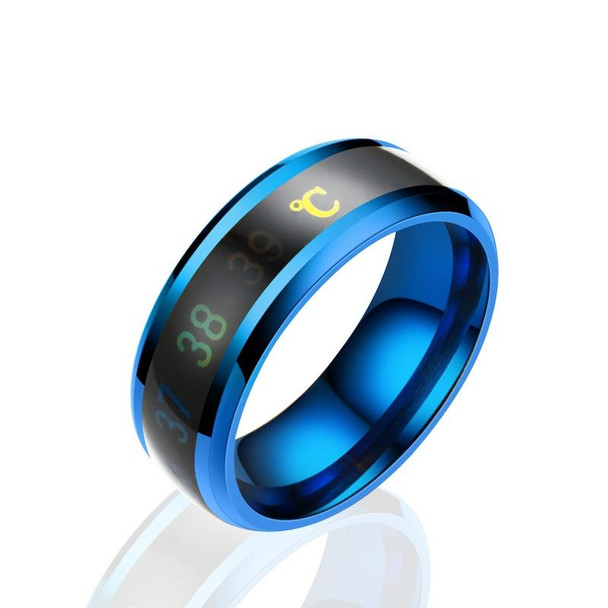 6 PCS Smart Temperature Ring Stainless Steel Personalized Temperature Display Couple Ring, Size: 7(Blue)