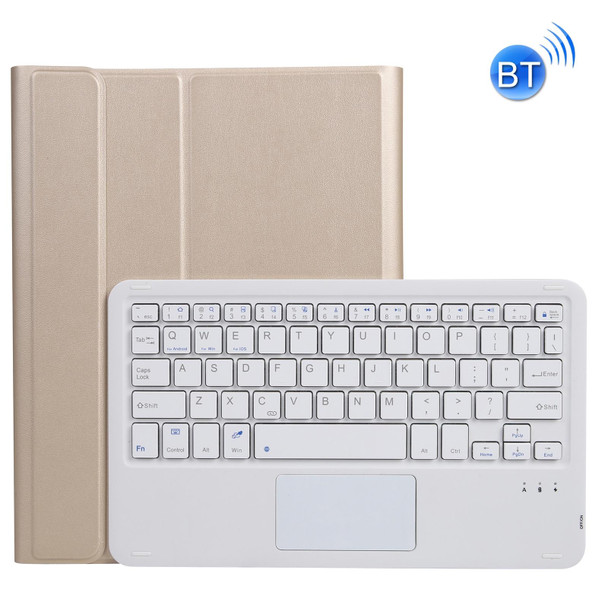 A11-A 2 in 1 Removable Bluetooth Keyboard + Protective Leatherette Tablet Case with Touchpad & Holder for iPad Pro 11 2021 / 2020 / 2018, iPad Air 2020(Gold)