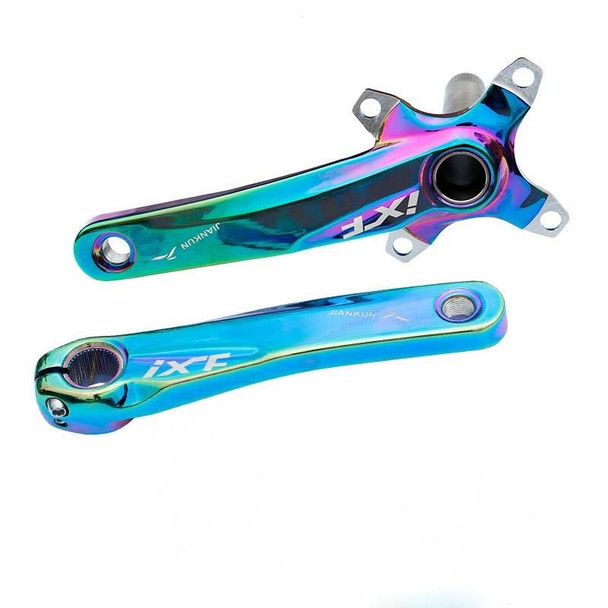 JIANKUN IXF Mountain Bike Hollow Crank Modified Single-plate Left and Right Cranks Crankshaft Bottom Axle, Style:Left and Right Crank(Electroplating Colorful)