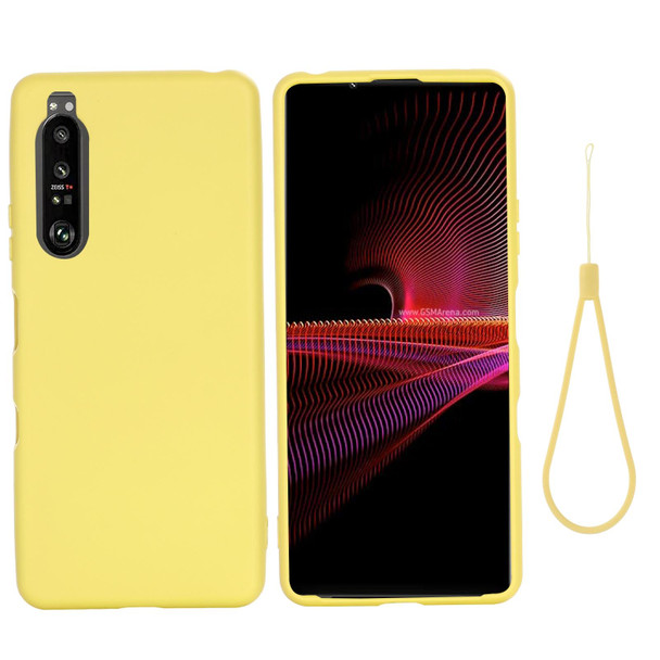 Sony Xperia 1 III Pure Color Liquid Silicone Shockproof Full Coverage Case(Yellow)