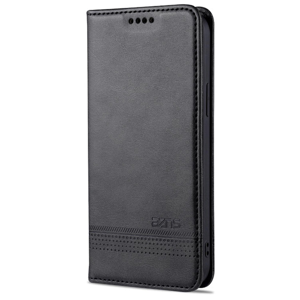 AZNS Magnetic Calf Texture Horizontal Flip Leatherette Case with Card Slots & Holder & Wallet - iPhone 13(Black)