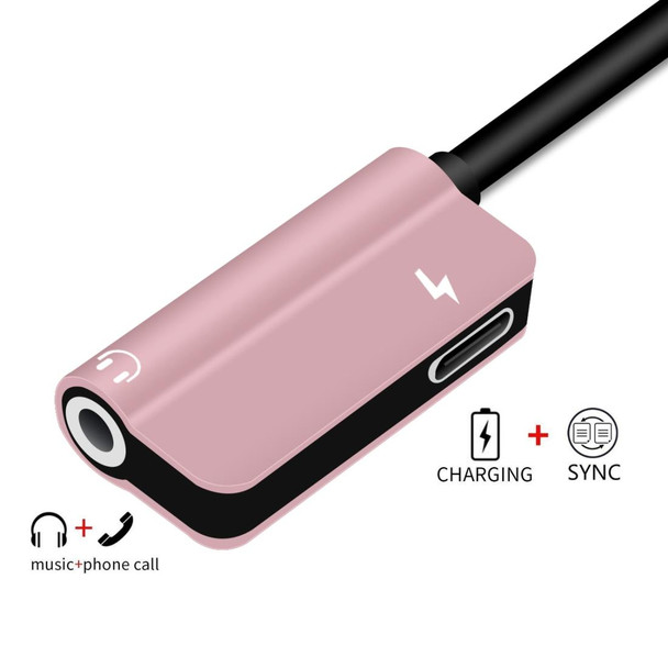 ENKAY Hat-ptince Type-C to Type-C&3.5mm Jack Charge Audio Adapter Cable, - Galaxy, HTC, Google, LG, Sony, Huawei, Xiaomi, Lenovo and Other Android Phone(Rose Gold)