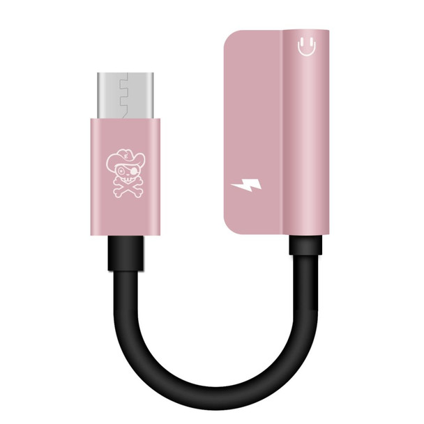 ENKAY Hat-ptince Type-C to Type-C&3.5mm Jack Charge Audio Adapter Cable, - Galaxy, HTC, Google, LG, Sony, Huawei, Xiaomi, Lenovo and Other Android Phone(Rose Gold)