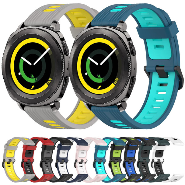 Samsung Gear Sport 20mm Vertical Pattern Two-Color Silicone Watch Band(Grey+Yellow)