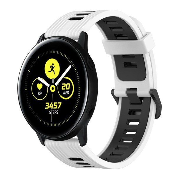 Samsung Galaxy Watch Active 40mm 20mm Vertical Pattern Two-Color Silicone Watch Band(White+Black)