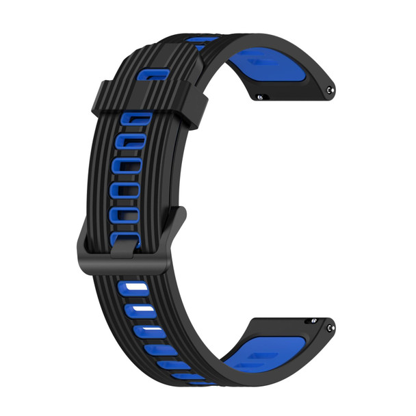 Samsung Galaxy Watch3 41mm 20mm Vertical Pattern Two-Color Silicone Watch Band(Black+Blue)