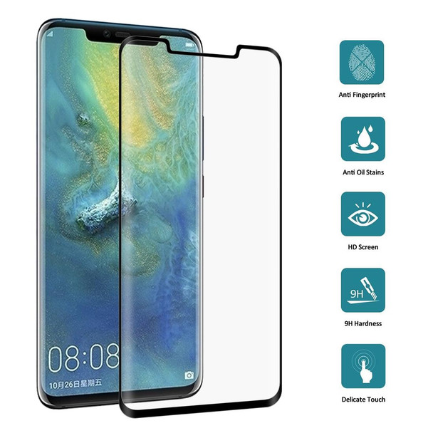 25 PCS 0.3mm 9H Surface Hardness 3D Curved Edge Full Screen Tempered Glass Film for Huawei Mate 20 Pro