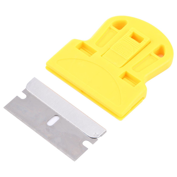 Glue Remover Squeegee Sticker Cleaner Plastic Handle Scraper(Yellow)