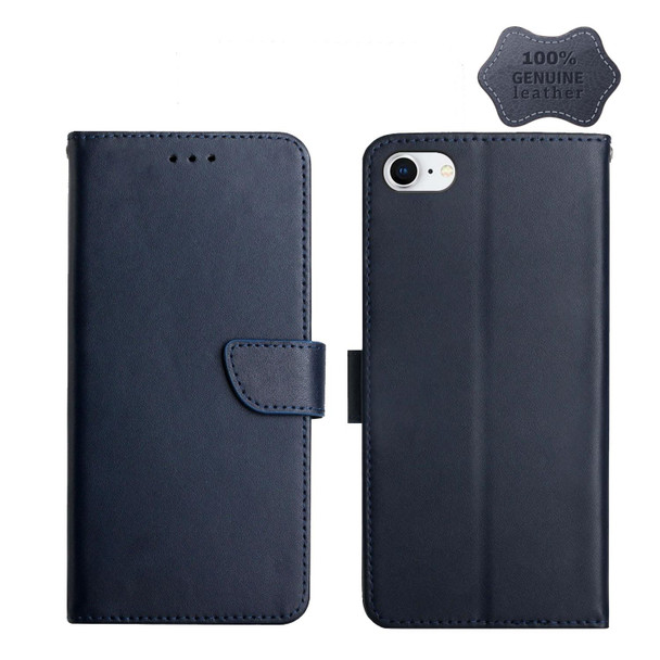 Genuine Leather Fingerprint-proof Horizontal Flip Phone Case - iPhone 7(Blue)