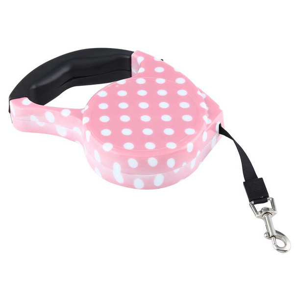 5m Pink Dot Pattern Flexible Retractable Dog / Cat Leash for Daily Walking