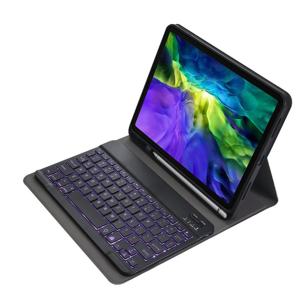 A11BS 2020 Ultra-thin ABS Detachable Bluetooth Keyboard Tablet Case for iPad Pro 11 inch (2020), with Backlight & Pen Slot & Holder (Black)