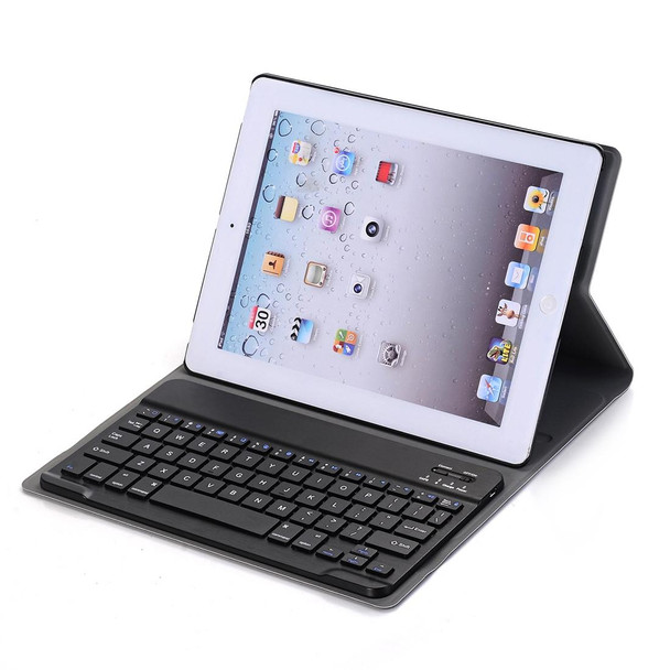 A02 for iPad 4 / 3 / 2 Universal Ultra-thin ABS Horizontal Flip Tablet Case + Bluetooth Keyboard(Blue)