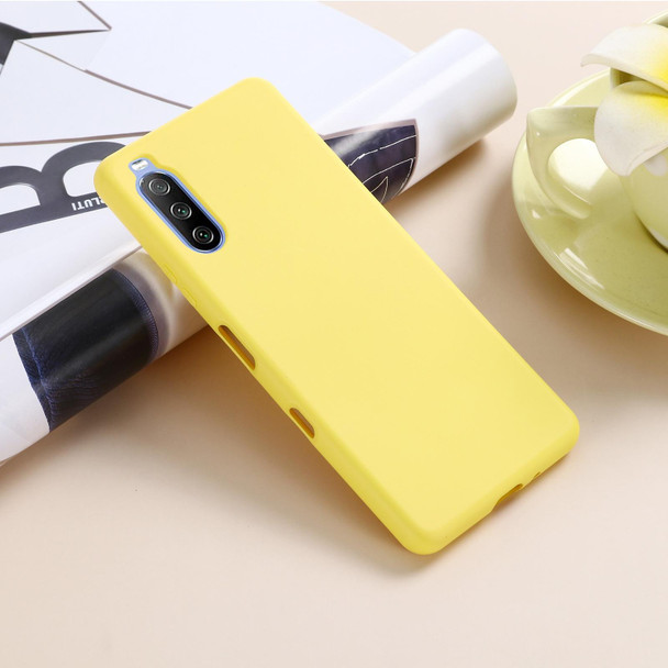 Sony Xperia 10 III Pure Color Liquid Silicone Shockproof Full Coverage Case(Yellow)