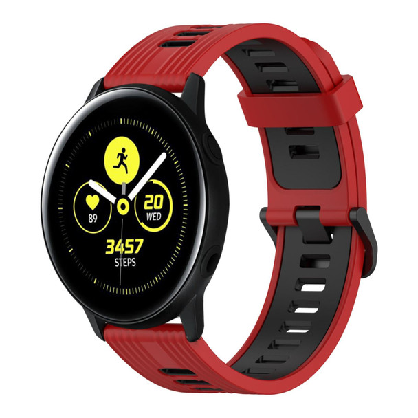 Samsung Galaxy Watch Active 40mm 20mm Vertical Pattern Two-Color Silicone Watch Band(Red+Black)