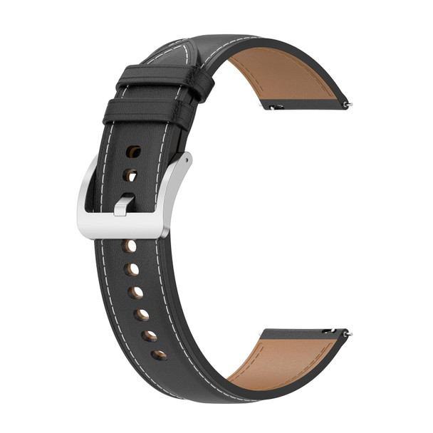 22mm Genuine Leatherette Watch Band for Huawei Watch GT3 46mm/GT2 46mm/Samsung Galaxy Watch3 45mm(Black)