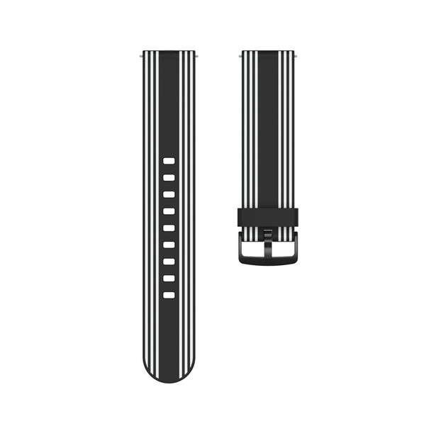 20mm Stripe Silicone Watch Band(Black White)