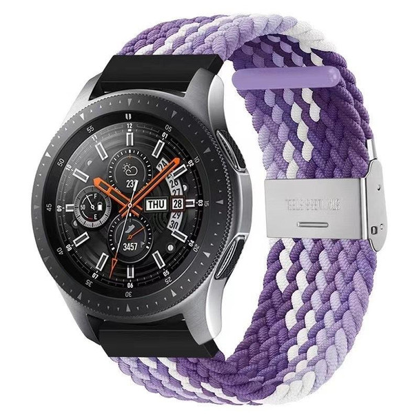 22mm Universal Metal Buckle Nylon Braided Watch Band(Z Purple)