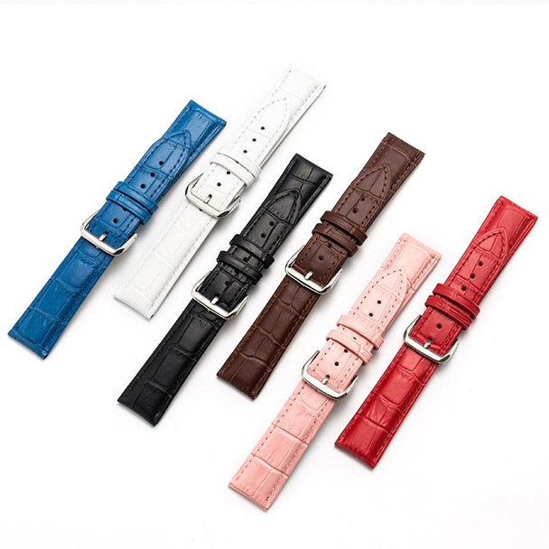 10mm Two-layer Cowhide Leatherette Bamboo Joint Texture Watch Band(Red)