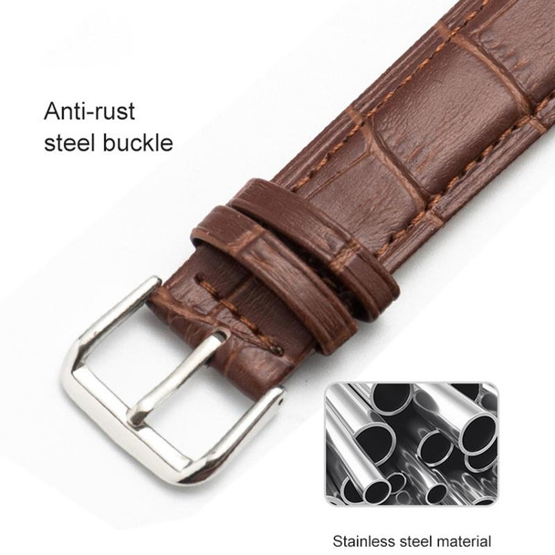 22mm Two-layer Cowhide Leatherette Bamboo Joint Texture Watch Band(Dark Brown)