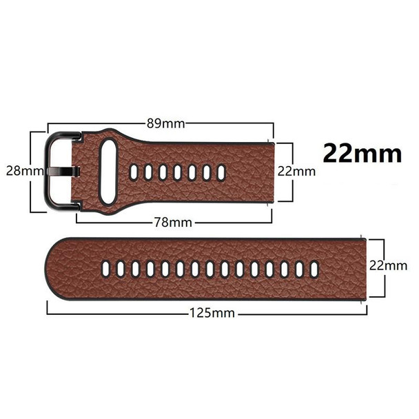 22mm Two-layer Cowhide Leatherette Watch Band(White)
