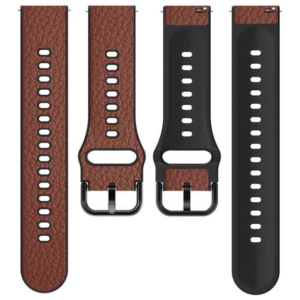 20mm Two-layer Cowhide Leatherette Watch Band(Brown)