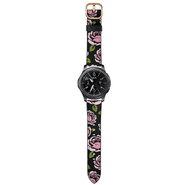 22mm - Samsung Galaxy Watch 46mm / Huawei Watch 3 / 3 Pro Universal Printed Leatherette Watch Band(Rose)
