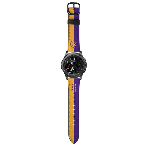 22mm - Samsung Galaxy Watch 46mm / Huawei Watch 3 / 3 Pro Universal Printed Leatherette Watch Band(Yellow Purple Stripes)