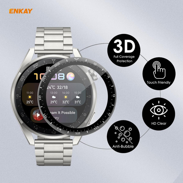 2 PCS - Huawei WATCH 3 Pro 48mm ENKAY Hat-Prince 3D Full Coverage Soft PC Edge + PMMA HD Screen Protector Film