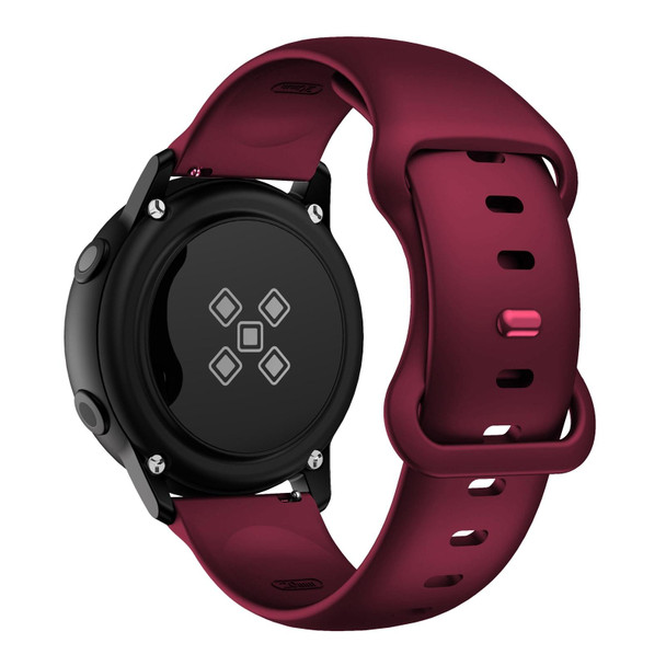 20mm - Samsung Galaxy Watch Active 3 41mm Butterfly Buckle Silicone Watch Band(Wine Red)