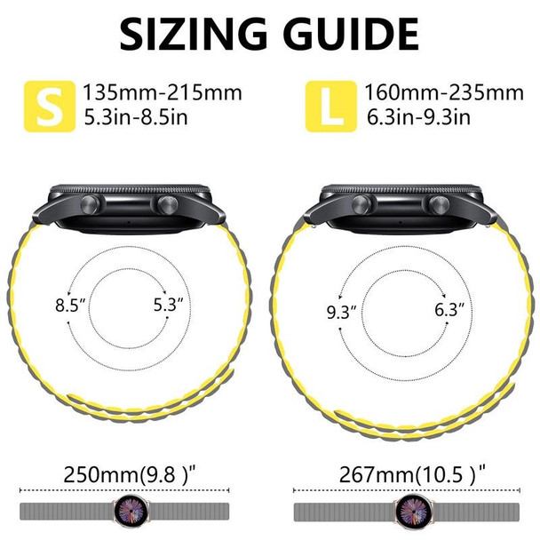 22mm - Samsung Smart Watch Universal Silicone Magnetic Watch Band(Grey+Yellow)