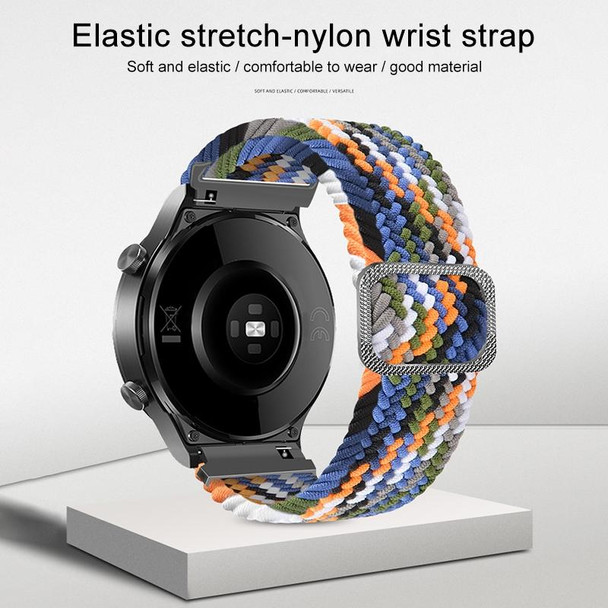 22mm Universal Adjustable Nylon Braided Elasticity Watch Band(Rainbow)