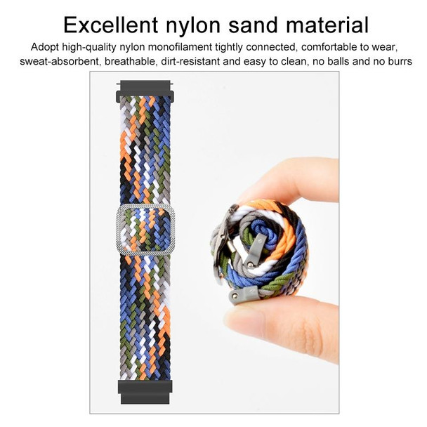 22mm Universal Adjustable Nylon Braided Elasticity Watch Band(Rainbow)