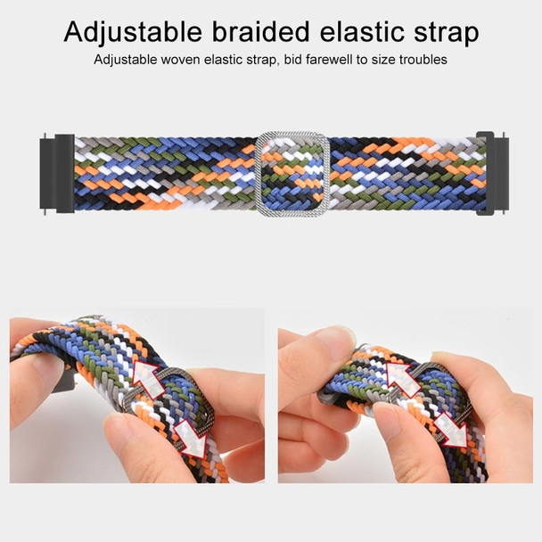 22mm Universal Adjustable Nylon Braided Elasticity Watch Band(Rainbow)