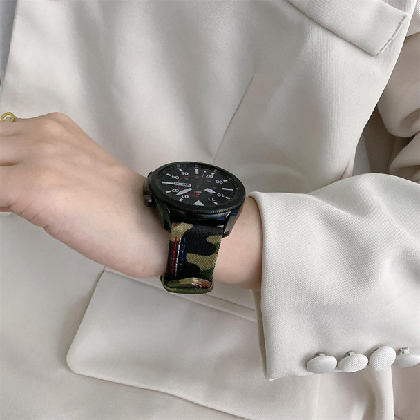 22mm - Samsung / Huawei Smart Watch Universal Three Lines Canvas Watch Band(Brown)