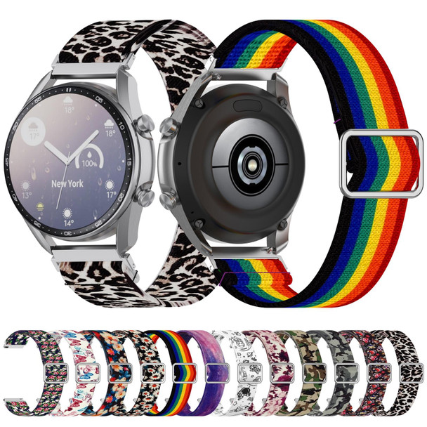 22mm - Galaxy Watch3 45mm/ Huawei Watch GT 2 Pro Adjustable Elastic Printing Watch Band(Peony)