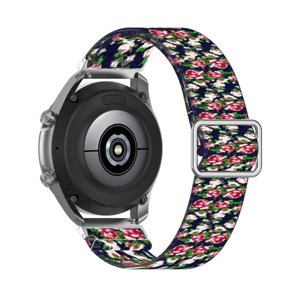 22mm - Galaxy Watch3 45mm/ Huawei Watch GT 2 Pro Adjustable Elastic Printing Watch Band(Blue Rose)