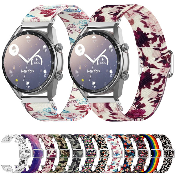 20mm - Samsung Galaxy Watch3 41mm Adjustable Elastic Printing Watch Band(Camouflage Gray)