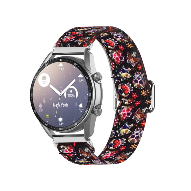 20mm - Samsung Galaxy Watch3 41mm Adjustable Elastic Printing Watch Band(Color skull)