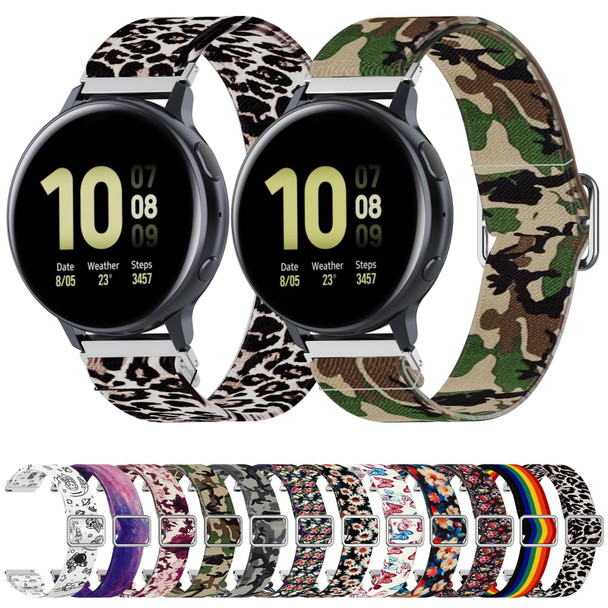 20mm - Samsung Galaxy Watch Active2 / Active Adjustable Elastic Printing Watch Band(Camouflage Green)