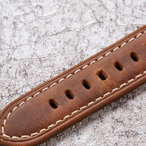 Quick Release Watch Band Crazy Horse Leather Retro Watch Band - Samsung Huawei,Size: 24mm  (Deep Brown Silver Buckle)